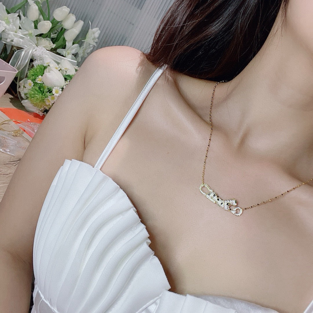 [AuraEcho]PANTHERE PAVED DIAMOND NECKLACE