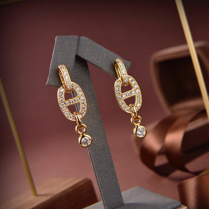 [AuraEcho]HM CHAINE DIAMOND EARRINGS
