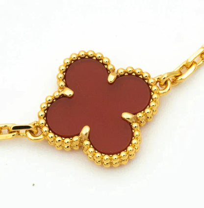 [AuraEcho] CLOVER 5 MOTIF RED CORNELIAN BRACELET COLLECTION