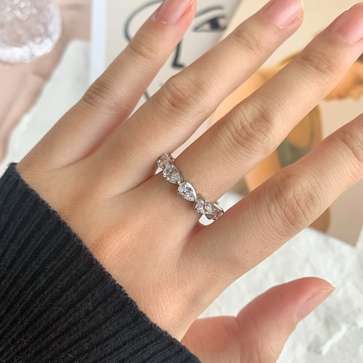 [AuraEcho]Exquisite Pear Cut Tennis Ring