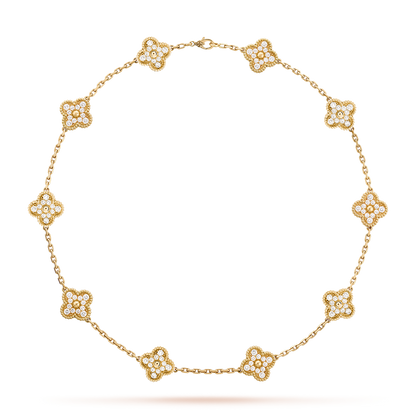[AuraEcho]CLOVER 10 MOTIFS DIAMOND NECKLACE