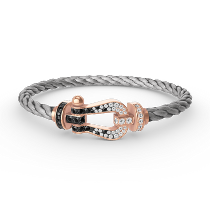 [AuraEcho]FORCE LARGE HORSESHOE BLACK WHITE DIAMOND BRACELET ROSE GOLD