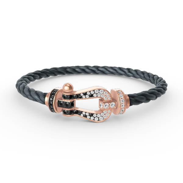 [AuraEcho]FORCE LARGE HORSESHOE BLACK WHITE DIAMOND BRACELET ROSE GOLD