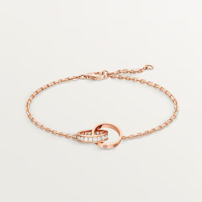 [AuraEcho]LOVE DOUBLE RING HALF DIAMOND BRACELET