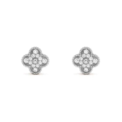 [AuraEcho]CLOVER 1 MOTIFS DIAMOND STUD EARRINGS SILVER