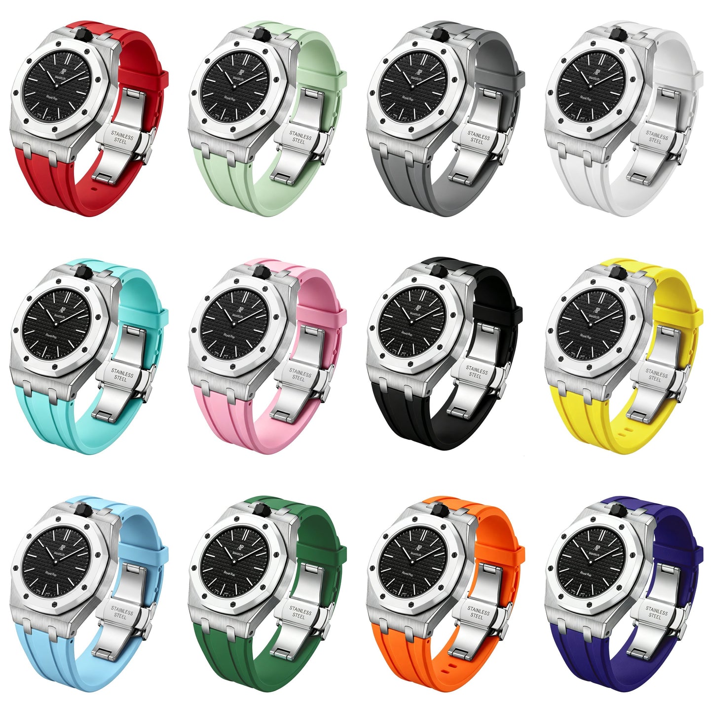 [AuraEcho]Royal Oak Pop Exclusive Steel Case & Silicone Strap With Cradle