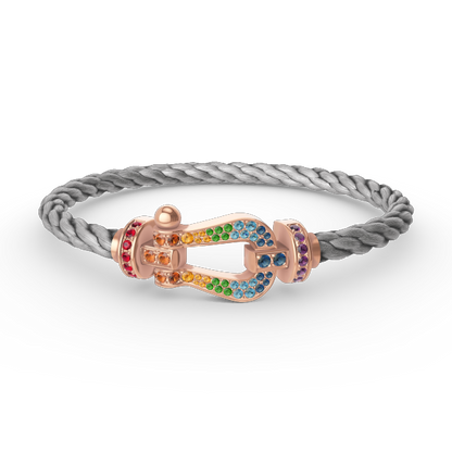 [AuraEcho]FORCE LARGE HORSESHOE  COLORED DIAMOND BRACELET ROSE GOLD