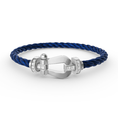 [AuraEcho]FORCE LARGE HORSESHOE HALF DIAMOND BRACELET SILVER