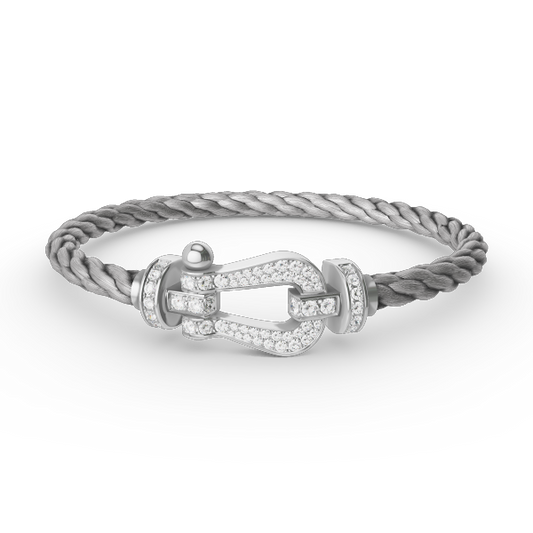 [AuraEcho]FORCE LARGE HORSESHOE FULL DIAMOND BRACELET SILVER